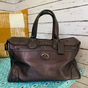 Vintage Coach metallic leather rhyder satchel